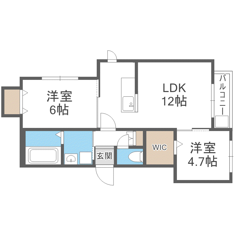 KKルミナス(2LDK/2階)の間取り写真