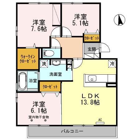 BELL GLANZ(3LDK/2階)の間取り写真