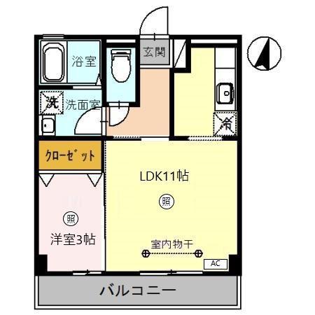 トスカーナRN(1LDK/3階)の間取り写真