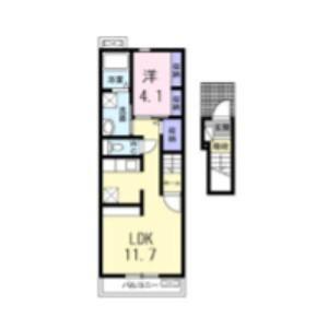 CASA内膳(1LDK/2階)の間取り写真