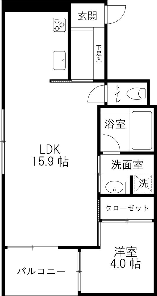 クレプスキュール(1LDK/3階)の間取り写真
