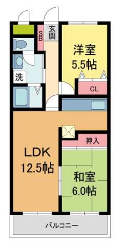 グレイスコート直井(2LDK/1階)の間取り写真