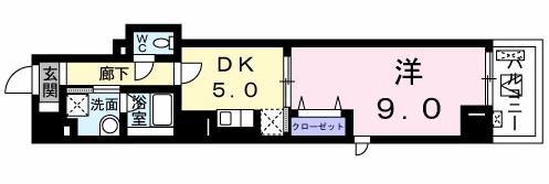 ミッド ヴィラ レジデンス(1DK/5階)の間取り写真
