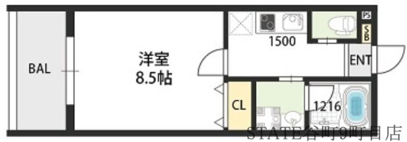 レクラン深江南(1K/2階)の間取り写真