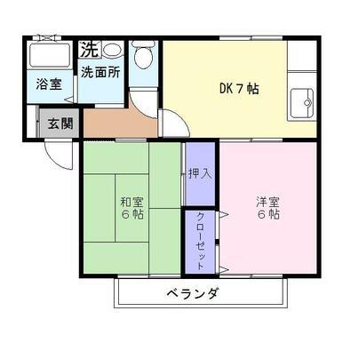 セジュールコスモ(2DK/1階)の間取り写真