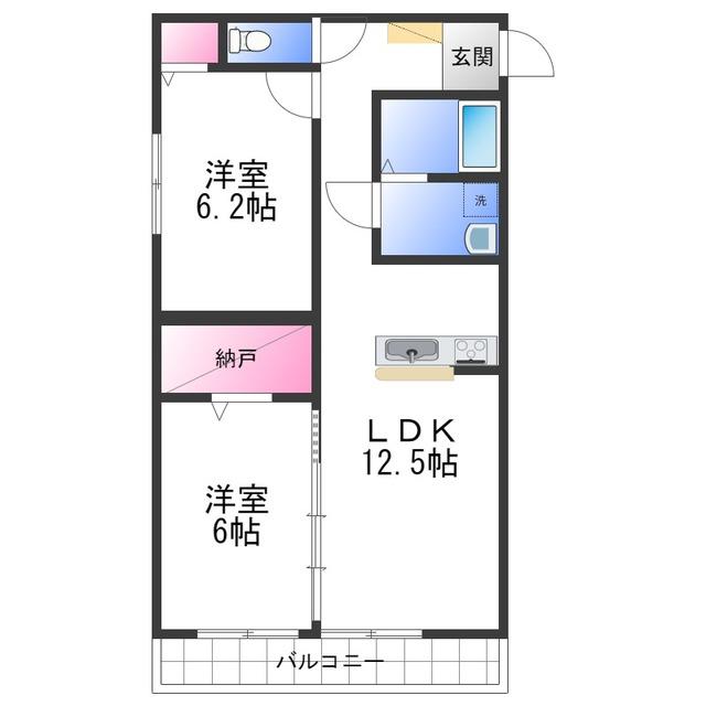 PIGEON HOME(2LDK/2階)の間取り写真