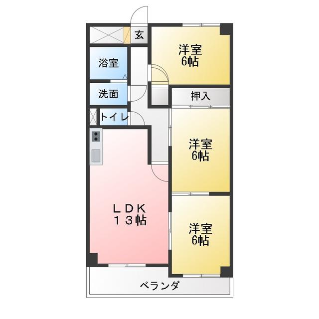 サンロレンツォ(3LDK/2階)の間取り写真