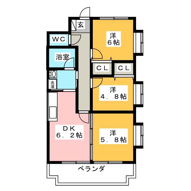 モンヴェール東戸塚(3DK/3階)の間取り写真