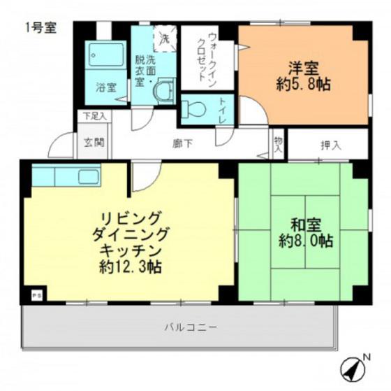 フォブールエム(2LDK/2階)の間取り写真