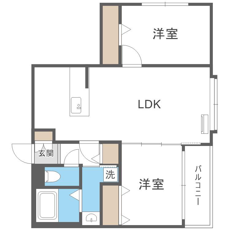 アルファスクエア南1西18(2LDK/8階)の間取り写真