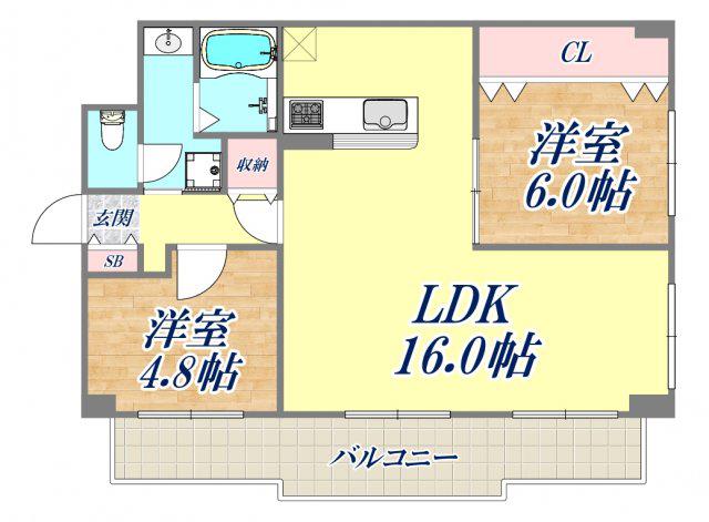 ユニーブル六甲南棟(2LDK/1階)の間取り写真