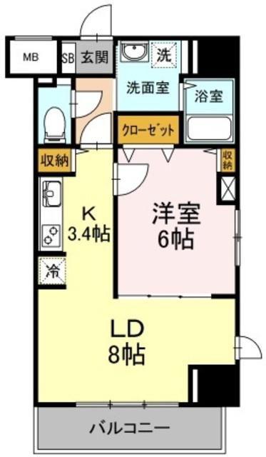 D-ROOM早稲田(1LDK/6階)の間取り写真