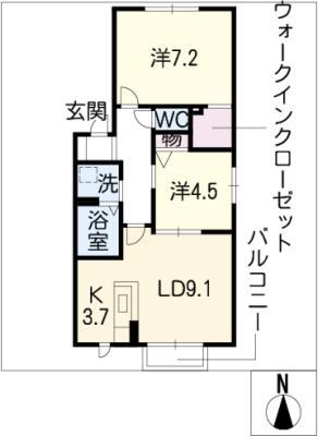 ラ・ポーレ ムロタ B棟(2LDK/1階)の間取り写真