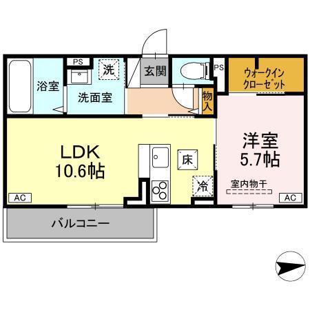 RESUA向中野 D棟(1LDK/2階)の間取り写真