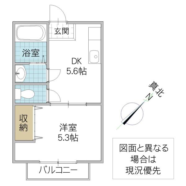 NKハイツ(1DK/2階)の間取り写真