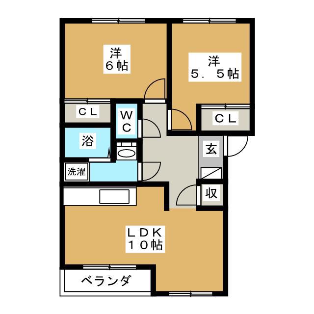 ピュアフォレスト(2LDK/2階)の間取り写真
