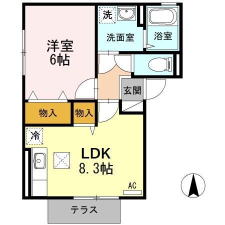 ルピナ深津(1LDK/1階)の間取り写真
