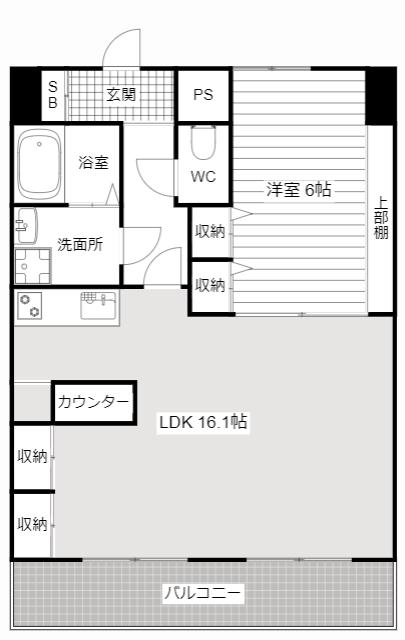 アップル第7マンション(1LDK/10階)の間取り写真