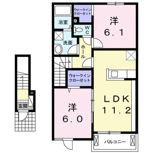 フレージュ パラッツォ B(2LDK/2階)の間取り写真
