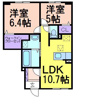 N-1 C(2LDK/1階)の間取り写真