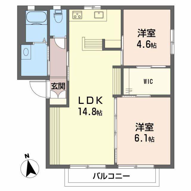 バリュージュ生石 B棟(2LDK/2階)の間取り写真