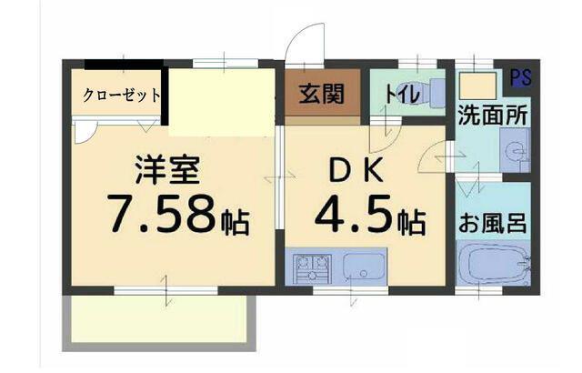 パステルポッキー(1K/3階)の間取り写真
