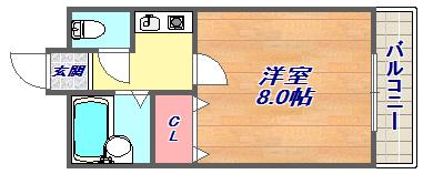 ミストラル摩耶(1K/3階)の間取り写真
