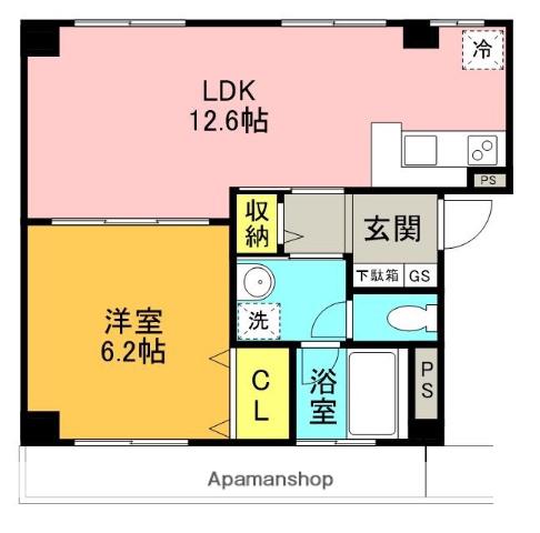 林第一ビル(1LDK/5階)の間取り写真