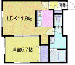 フェリーチェ里塚II(1LDK/1階)の間取り写真