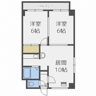ロイス札幌(2LDK/2階)の間取り写真