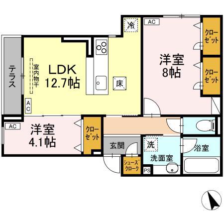 CASA DE MANA 吉祥寺(2LDK/1階)の間取り写真