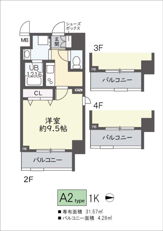HK RESIDENCE(1K/2階)の間取り写真
