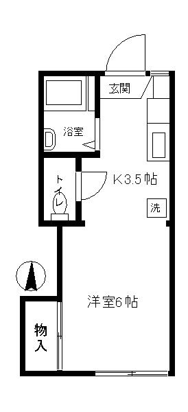 リリーハイツ松浦(1K/2階)の間取り写真