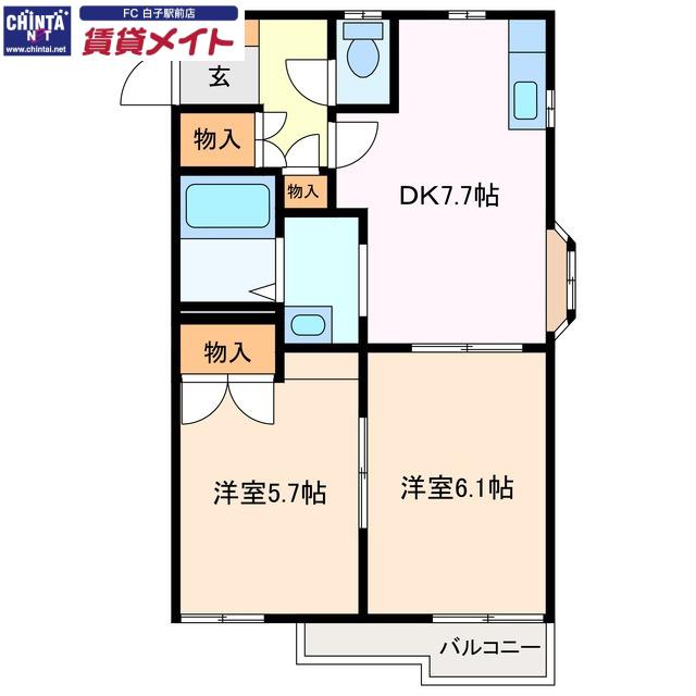 STグレドール21(2DK/2階)の間取り写真
