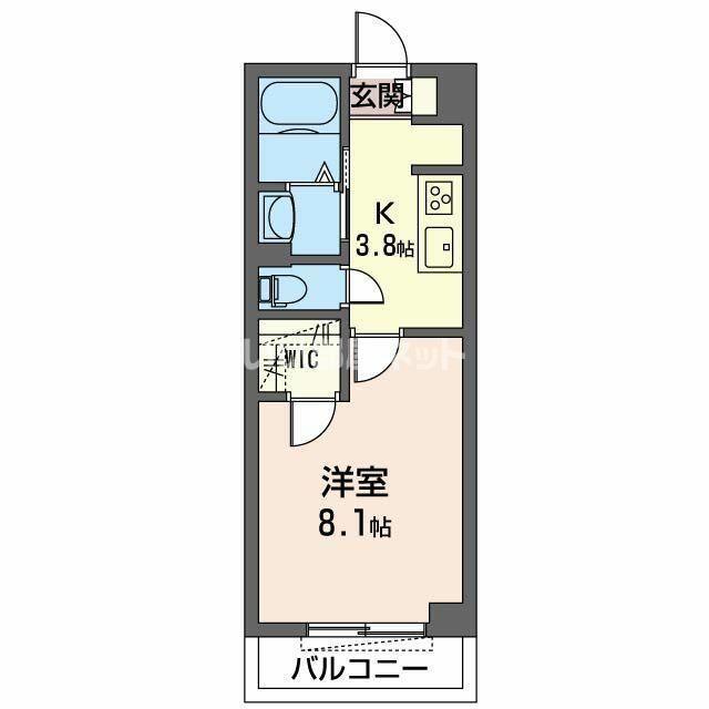 プルミエールHI(1K/1階)の間取り写真