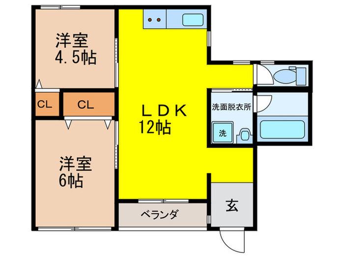 SAKAI南田辺ハイツ南棟(2LDK/1階)の間取り写真