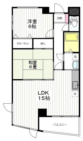 コンフォート宮城野(2LDK/8階)の間取り写真