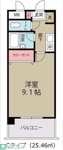 リバレイン(1K/6階)の間取り写真