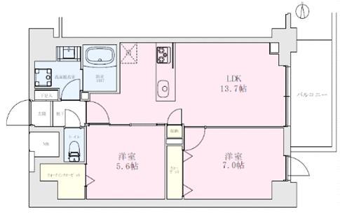 向山ガーデンレジデンス(2LDK/2階)の間取り写真
