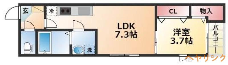グランフェリーチェ(1LDK/3階)の間取り写真