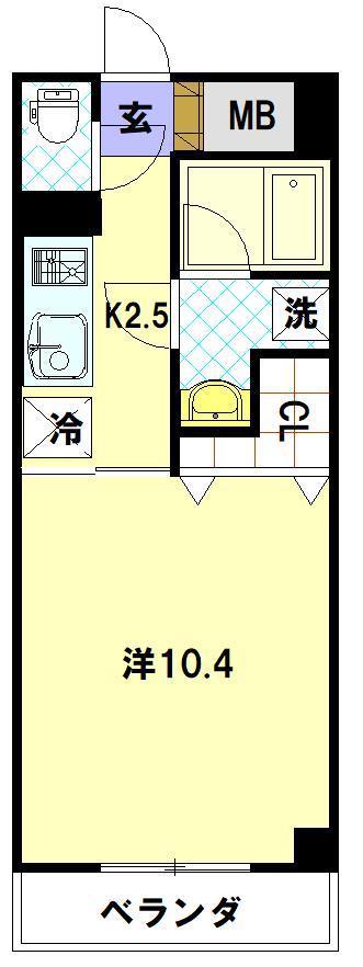 ブランドール大井手(1K/5階)の間取り写真