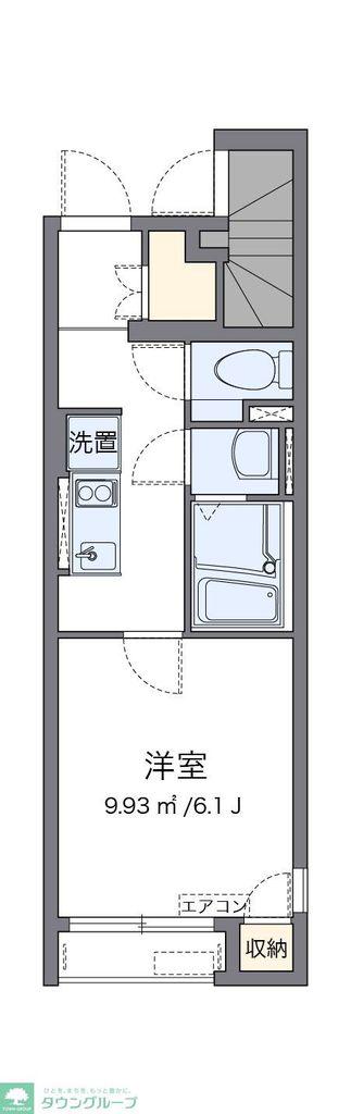 クレイノカワサキ(1K/1階)の間取り写真