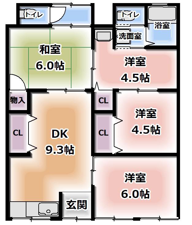 足立文化(3SLDK/1階)の間取り写真