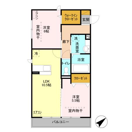 ラ・メゾンMMDIII 2LDK(2LDK/2階)の間取り写真