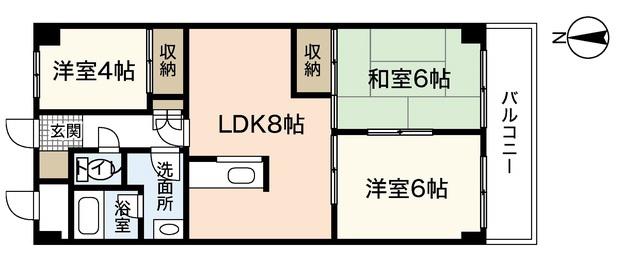 前田ハイツII(3LDK/3階)の間取り写真