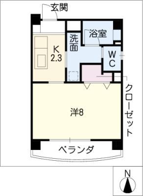 ヒルズ丸山(1K/3階)の間取り写真