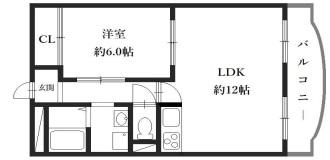 ダイヤマンション(1LDK/3階)の間取り写真