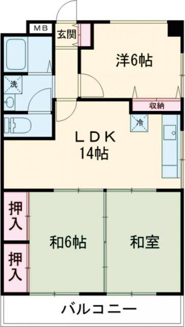 ライトハウス(3LDK/6階)の間取り写真
