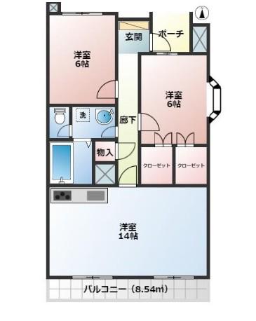 テラス新宿(2LDK/3階)の間取り写真