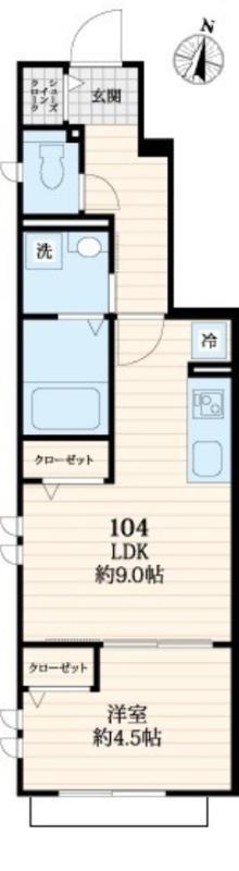 スターリーフラット(1LDK/1階)の間取り写真
